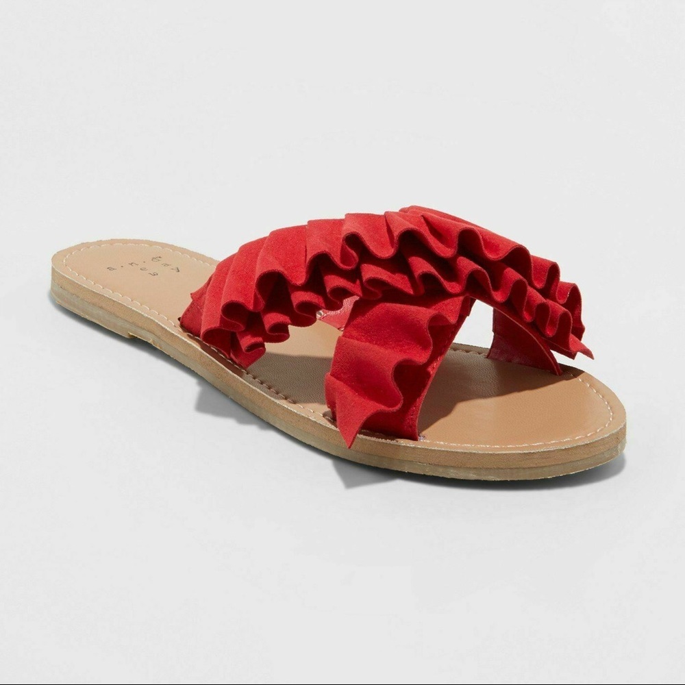a new day Red Ruffle Sandals
